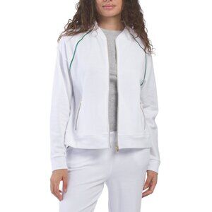 NANETTE LEPORE Bright White Pique Bomber Jacket